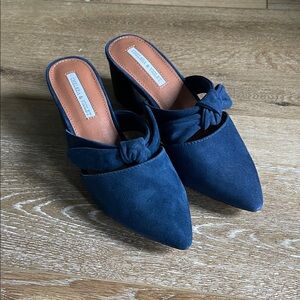 Chelsea & Violet Navy Suede Mules